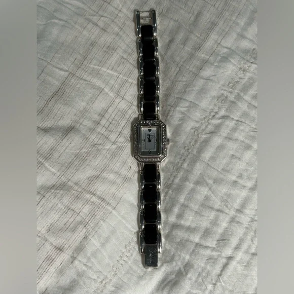 Brighton Encino Crystal Bezel Bracelet Watch Black Silver Japan Quartz - Picture 2 of 8